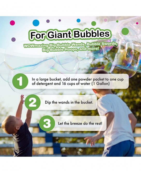 Big Bubble Refill Powder Mix (6 Packets) - Turns Dish Detergent into Giant Bubbles. Makes 6 GALLONS! - Made in USA $26.46 Bub...