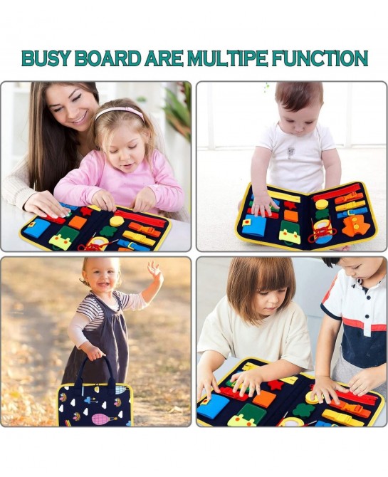 Toddler Busy Board Montessori Toys Basic Skills Board for Toddlers Learning Dress Educational Learning Toys Bag Designed Enli...