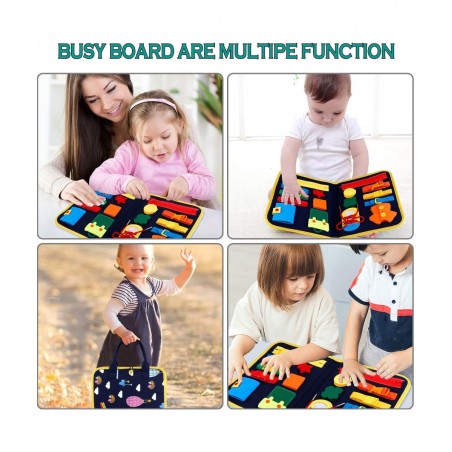 Toddler Busy Board Montessori Toys Basic Skills Board for Toddlers Learning Dress Educational Learning Toys Bag Designed Enli...