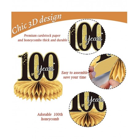 9 Pieces 100th Birthday decorations 100th birthday centerpieces for Tables Decorations Cheers to 100 Years Honeycomb Table To...