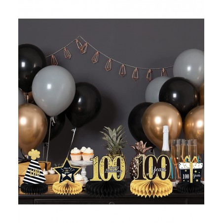 9 Pieces 100th Birthday decorations 100th birthday centerpieces for Tables Decorations Cheers to 100 Years Honeycomb Table To...