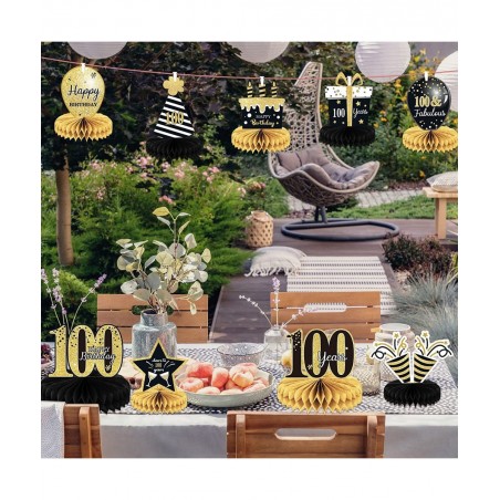 9 Pieces 100th Birthday decorations 100th birthday centerpieces for Tables Decorations Cheers to 100 Years Honeycomb Table To...