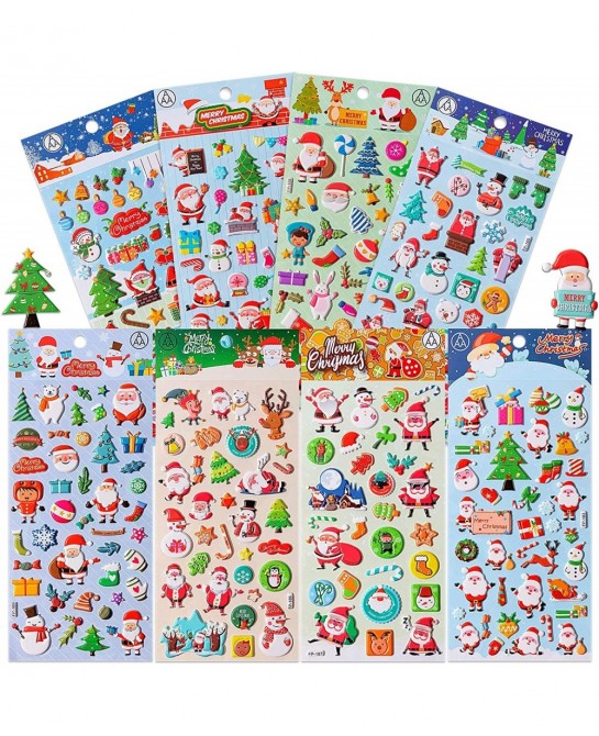Christmas Puffy Stickers for Kids 302Pcs Cute Christmas 3D Stickers for Scrapbooking DIY Phone Diary Including Santa Claus Ch...