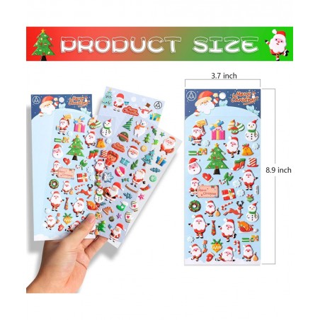 Christmas Puffy Stickers for Kids 302Pcs Cute Christmas 3D Stickers for Scrapbooking DIY Phone Diary Including Santa Claus Ch...