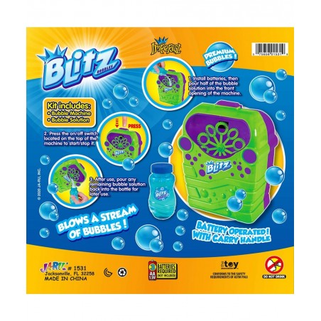Blitz Bubble Stream Machine Blaster with Bubble Solution (Colors May Vary) for Kids Floats High Last Long Bubble Blower Machi...