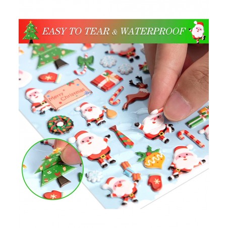 Christmas Puffy Stickers for Kids 302Pcs Cute Christmas 3D Stickers for Scrapbooking DIY Phone Diary Including Santa Claus Ch...