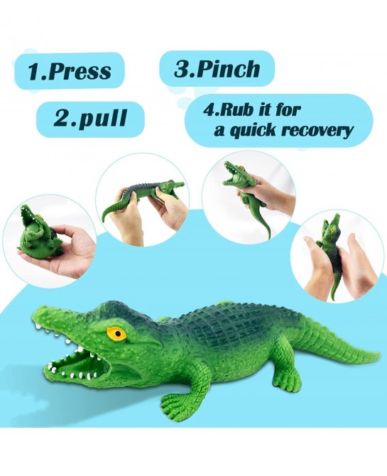 Stretchy Animal Sensory Stress Relief Toys Crocodile Squishy Stress Toys Alligators Squeeze Sand Rebound Ball Fidget Knead To...