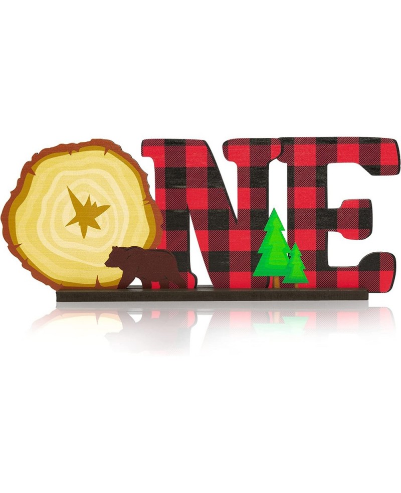 Lumberjack Wild ONE?Wooden?Table?Centerpieces Buffalo Plaid 1st Birthday Decorations Red Plaid One Year Old Birthday Party?Si...