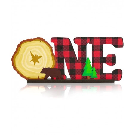 Lumberjack Wild ONE?Wooden?Table?Centerpieces Buffalo Plaid 1st Birthday Decorations Red Plaid One Year Old Birthday Party?Si...