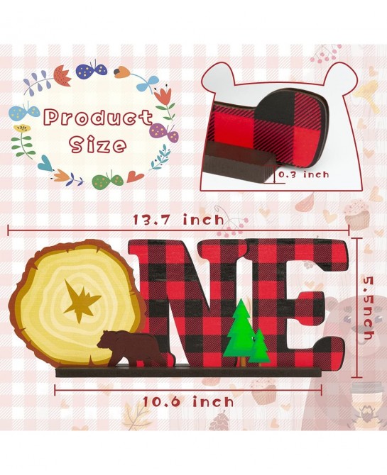 Lumberjack Wild ONE?Wooden?Table?Centerpieces Buffalo Plaid 1st Birthday Decorations Red Plaid One Year Old Birthday Party?Si...