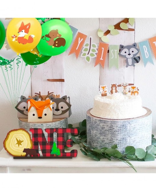 Lumberjack Wild ONE?Wooden?Table?Centerpieces Buffalo Plaid 1st Birthday Decorations Red Plaid One Year Old Birthday Party?Si...