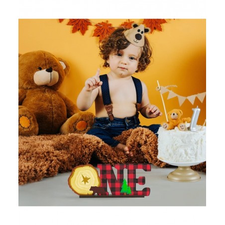 Lumberjack Wild ONE?Wooden?Table?Centerpieces Buffalo Plaid 1st Birthday Decorations Red Plaid One Year Old Birthday Party?Si...