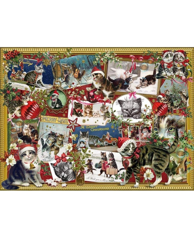 - 1000 Piece Jigsaw Puzzle for Adults 20" x 27" - Christmas Cats - 1000 pc Holiday Pet Kitten Winter Festive Collage Jigsaw b...