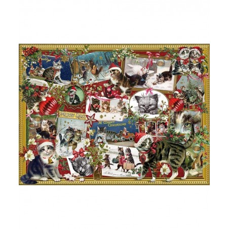 - 1000 Piece Jigsaw Puzzle for Adults 20" x 27" - Christmas Cats - 1000 pc Holiday Pet Kitten Winter Festive Collage Jigsaw b...