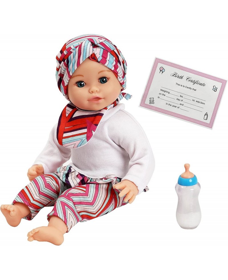 Hello Baby 14-inch Soft Body Baby Doll with Head Wrap Bib and Magic Milk Bottle Caucasian Blue Eyes… $43.08 Dolls