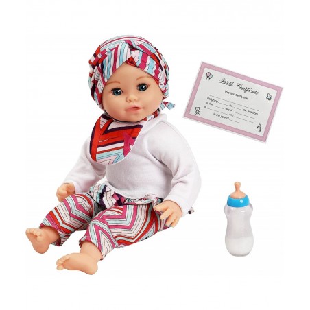 Hello Baby 14-inch Soft Body Baby Doll with Head Wrap Bib and Magic Milk Bottle Caucasian Blue Eyes… $43.08 Dolls