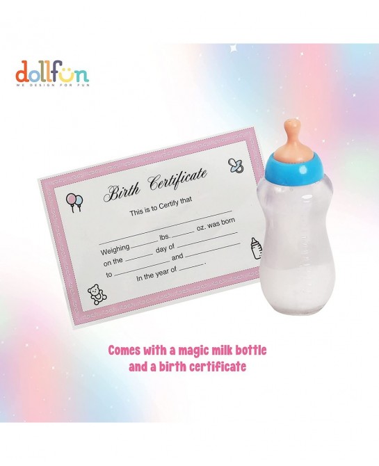 Hello Baby 14-inch Soft Body Baby Doll with Head Wrap Bib and Magic Milk Bottle Caucasian Blue Eyes… $43.08 Dolls