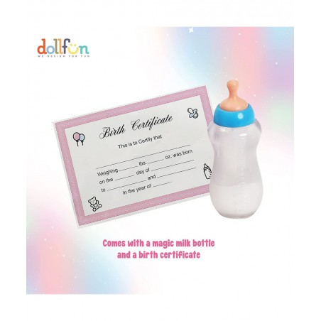 Hello Baby 14-inch Soft Body Baby Doll with Head Wrap Bib and Magic Milk Bottle Caucasian Blue Eyes… $43.08 Dolls