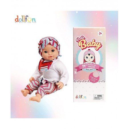 Hello Baby 14-inch Soft Body Baby Doll with Head Wrap Bib and Magic Milk Bottle Caucasian Blue Eyes… $43.08 Dolls