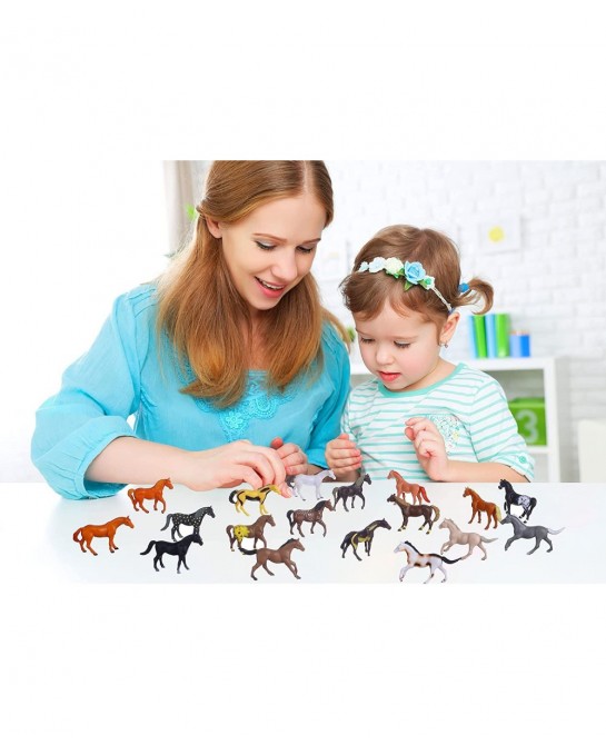 Horse Figures 18PCS Plastic Small Pony Animal Toys for Advent Calendar Science Project Learning Educational Toys Cake Topper ...