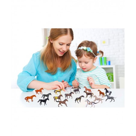 Horse Figures 18PCS Plastic Small Pony Animal Toys for Advent Calendar Science Project Learning Educational Toys Cake Topper ...