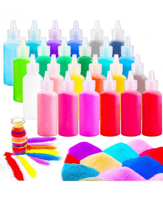 24 PCS Art Sand 1.25oz Bottles DIY Sand Arts and Crafts Kit Scenic Sand for Kids Colored Sand Kit for Wedding Decor Painting ...