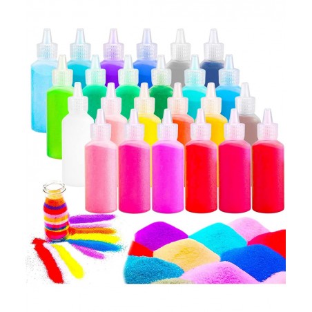 24 PCS Art Sand 1.25oz Bottles DIY Sand Arts and Crafts Kit Scenic Sand for Kids Colored Sand Kit for Wedding Decor Painting ...