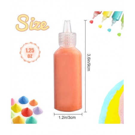 24 PCS Art Sand 1.25oz Bottles DIY Sand Arts and Crafts Kit Scenic Sand for Kids Colored Sand Kit for Wedding Decor Painting ...