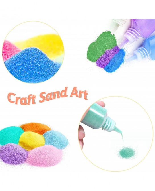 24 PCS Art Sand 1.25oz Bottles DIY Sand Arts and Crafts Kit Scenic Sand for Kids Colored Sand Kit for Wedding Decor Painting ...