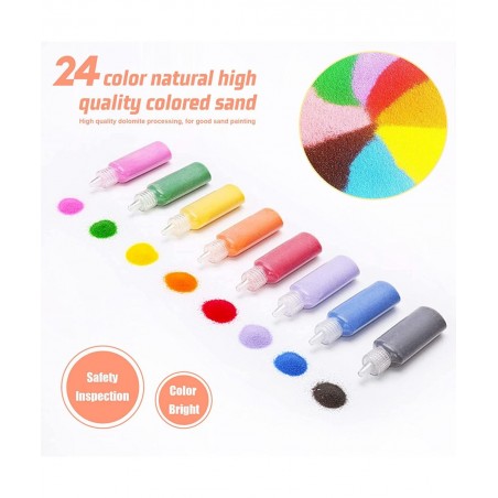24 PCS Art Sand 1.25oz Bottles DIY Sand Arts and Crafts Kit Scenic Sand for Kids Colored Sand Kit for Wedding Decor Painting ...