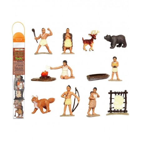 Safari Ltd Powhatan Indians TOOB With 12 Historical Figurine Toys Including a Camp Fire Powhatan Woman Cooking a Fox Stretche...