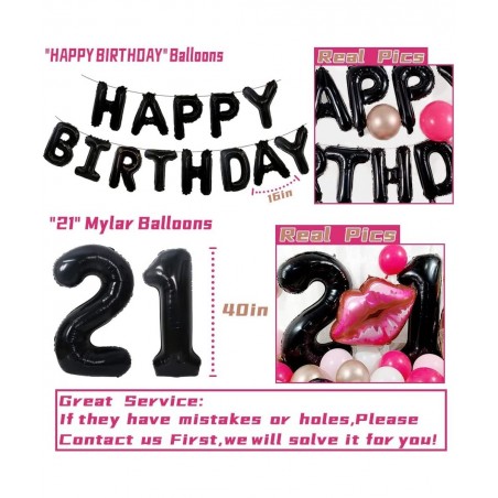 21st Birthday Decorations for Her Black Pink 21st Bday Decorations for Women Black 21 Balloon Number Happy Birthday Banner Pi...
