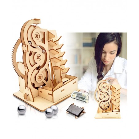 Solar 3D Wooden Puzzle Marble Run DIY Model Kit Craft Sets Educational Wood Mechanical Building Toys STEM Science Experiments...