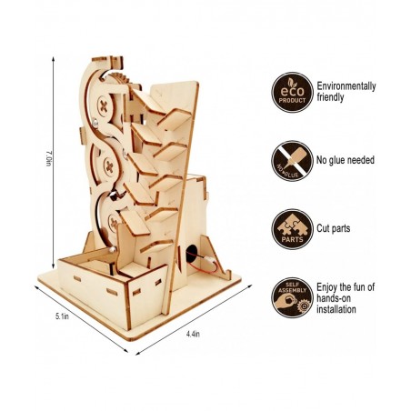Solar 3D Wooden Puzzle Marble Run DIY Model Kit Craft Sets Educational Wood Mechanical Building Toys STEM Science Experiments...