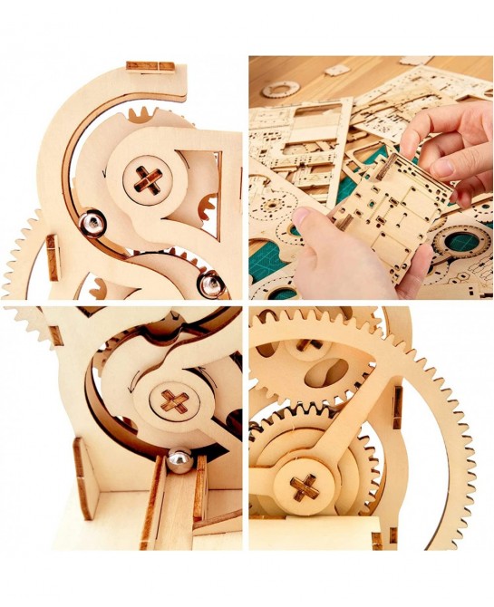 Solar 3D Wooden Puzzle Marble Run DIY Model Kit Craft Sets Educational Wood Mechanical Building Toys STEM Science Experiments...