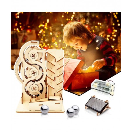 Solar 3D Wooden Puzzle Marble Run DIY Model Kit Craft Sets Educational Wood Mechanical Building Toys STEM Science Experiments...