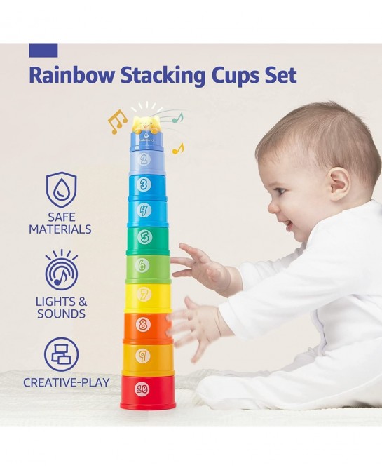 Stacking Cups Baby Toys 12-18 Months Stacking Learning Toddler Toys Age 1-2 Numbers Shapes Patterns Montessori Toys for 1 Yea...