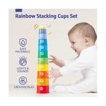 Stacking Cups Baby Toys 12-18 Months Stacking Learning Toddler Toys Age 1-2 Numbers Shapes Patterns Montessori Toys for 1 Yea...