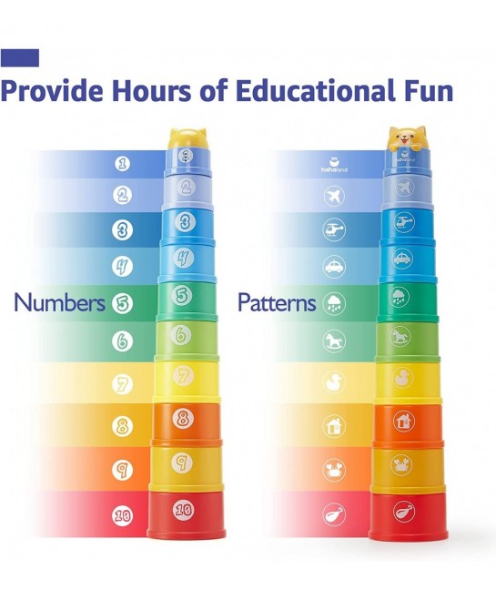 Stacking Cups Baby Toys 12-18 Months Stacking Learning Toddler Toys Age 1-2 Numbers Shapes Patterns Montessori Toys for 1 Yea...