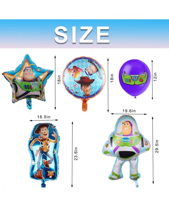 Toy Inspired Story Party Decorations Balloons 36PCS Toy Inspired Story Birthday Party Balloons Set Buzz -Light-Year Woody Par...