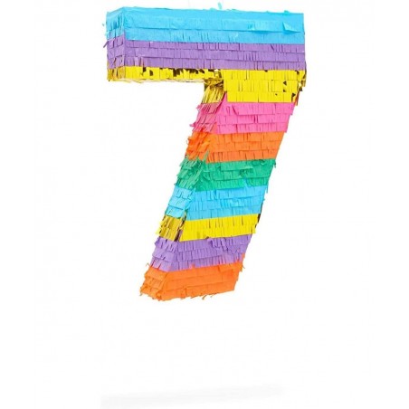 Small Rainbow Number 7 Pinata for Kids 7th Birthday Party Fiesta Decorations (11.8 x 16.75 x 3 In) $39.31 Piñatas