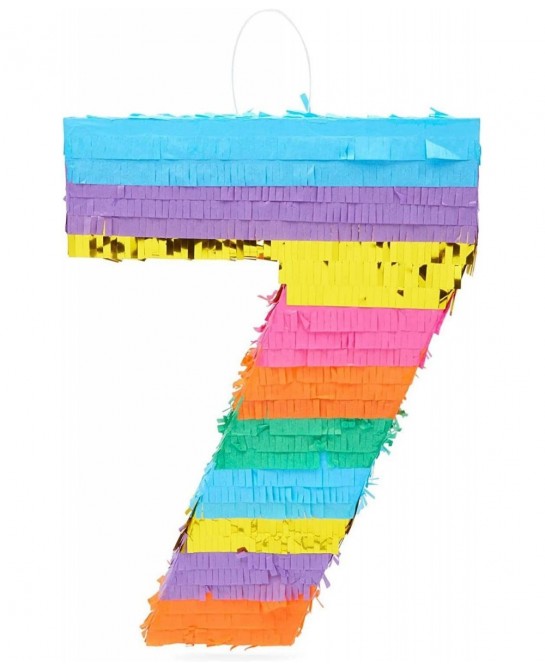 Small Rainbow Number 7 Pinata for Kids 7th Birthday Party Fiesta Decorations (11.8 x 16.75 x 3 In) $39.31 Piñatas