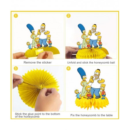 7 Pcs Simpsons Theme Honeycomb Centerpieces Table Toppers Simpsons 3D Double Side Cake Toppers Simpsons Table Centerpieces Ta...