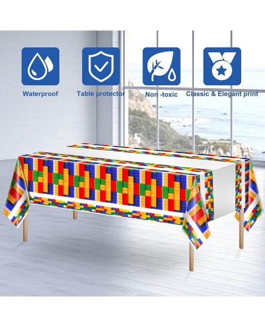 102 Pcs Building Blocks Birthday Party Supplies Tableware Tablecloth Decorations Set Serves 25 Includes 9" & 7" Plates Napkin...