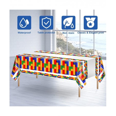 102 Pcs Building Blocks Birthday Party Supplies Tableware Tablecloth Decorations Set Serves 25 Includes 9" & 7" Plates Napkin...