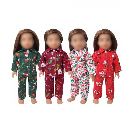 18Inch Doll Clothes for 18' Girl Dolls - Christmas Pajamas Girls Tree Jammies Children PJs Gift Set for 18 inch Dolls(Green) ...