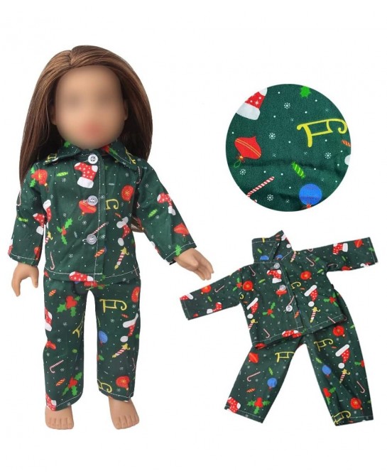 18Inch Doll Clothes for 18' Girl Dolls - Christmas Pajamas Girls Tree Jammies Children PJs Gift Set for 18 inch Dolls(Green) ...