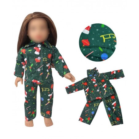 18Inch Doll Clothes for 18' Girl Dolls - Christmas Pajamas Girls Tree Jammies Children PJs Gift Set for 18 inch Dolls(Green) ...