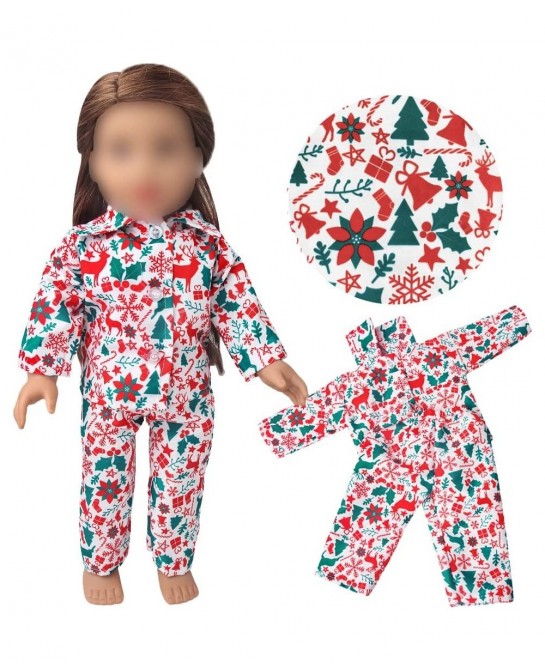 18Inch Doll Clothes for 18' Girl Dolls - Christmas Pajamas Girls Tree Jammies Children PJs Gift Set for 18 inch Dolls(Green) ...