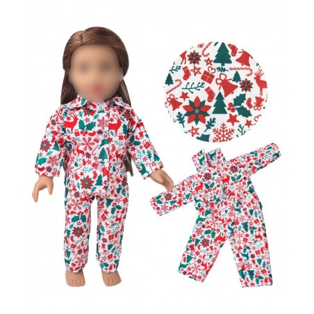 18Inch Doll Clothes for 18' Girl Dolls - Christmas Pajamas Girls Tree Jammies Children PJs Gift Set for 18 inch Dolls(Green) ...